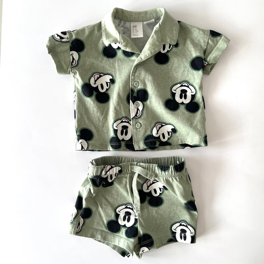 H&M Disney 2pc Set - Cotton Shirt & Matching Shorts (4-6m)