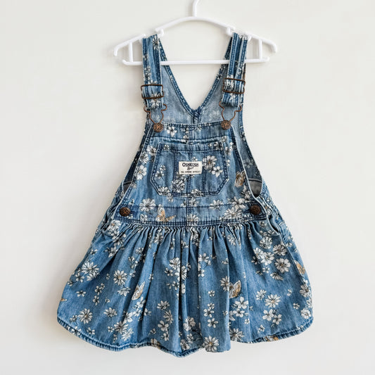 Oshkosh Flower Butterly Print Denim Overall Dress (2T)