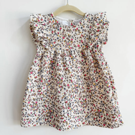 Zara Jacquard Ruffle Sleeve Print Dress (18-24m)